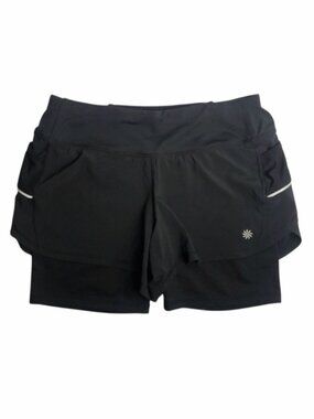 Black Layered Bike Shorts with Reflective Trim